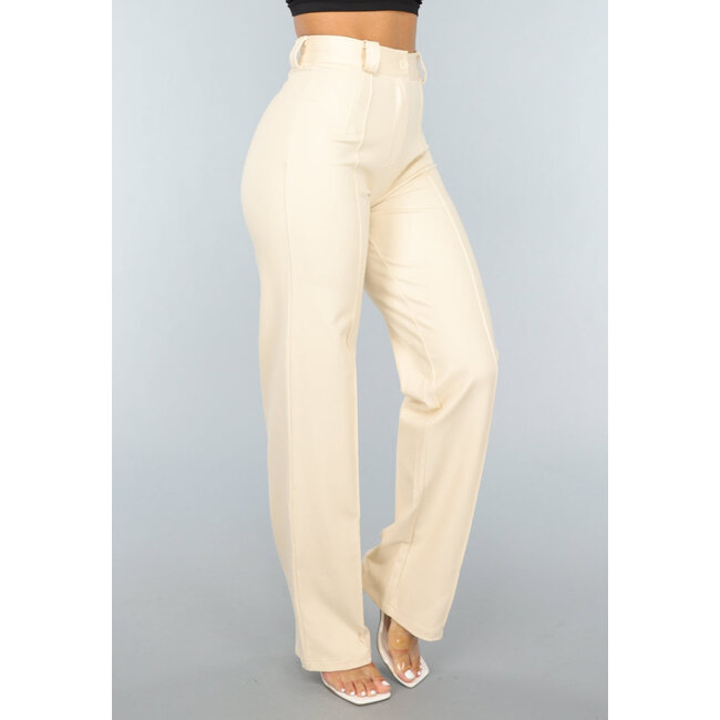 Elastische Hose mit geradem Bein in Beige