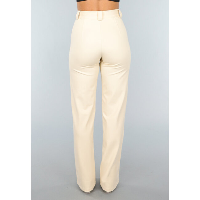 Elastische Hose mit geradem Bein in Beige