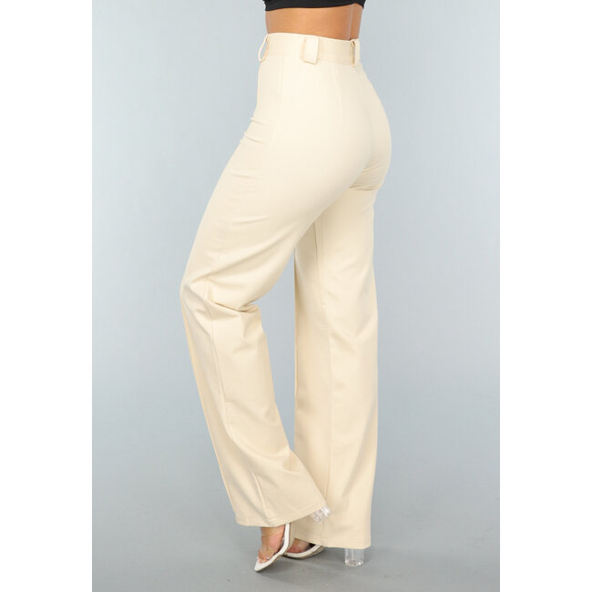 Elastische Hose mit geradem Bein in Beige