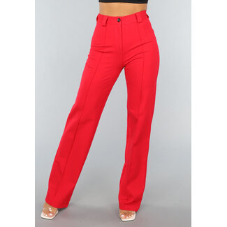 Rote dehnbare Hose mit hoher Taille