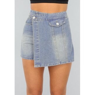 OP=OP.40.NL Blauer asymmetrischer Denim-Skort