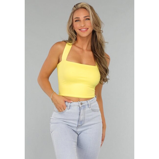 Buttergelbes Sporttop mit herausnehmbaren Pads