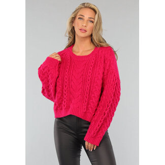 Fuchsia Zopfstrickpullover