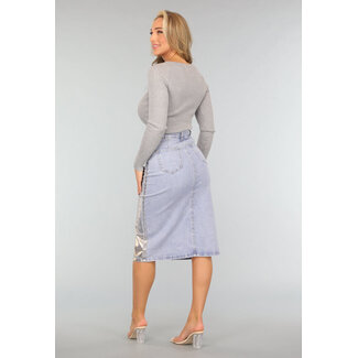 Graues langärmeliges Top mit Ausschnitten