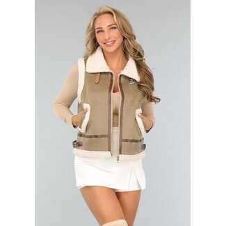 Khaki Teddy Bodywarmer mit Riemen
