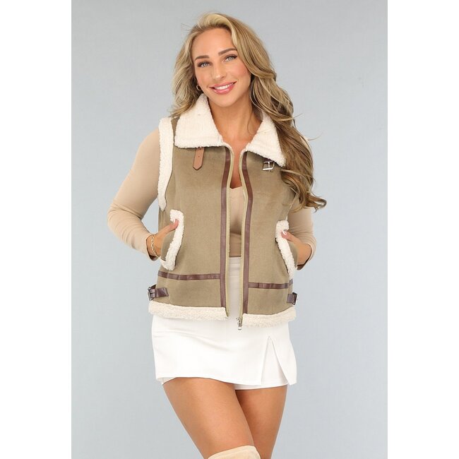 Khaki Teddy Bodywarmer mit Riemen