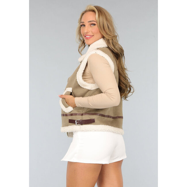 Khaki Teddy Bodywarmer mit Riemen