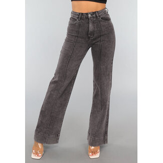Redial Jeans Graue gewaschene Straight Jeans mit hoher Taille