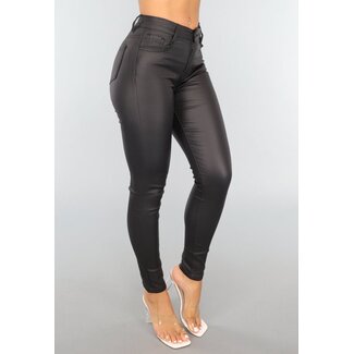 Redial Jeans Schwarze Skinny-Jeans in Lederoptik