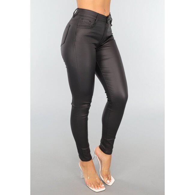Redial Jeans Schwarze Skinny-Jeans in Lederoptik