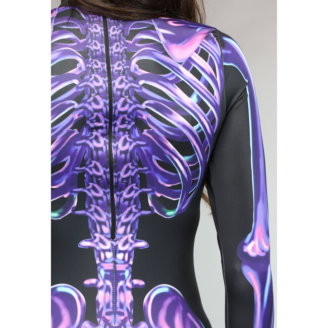 Lila Cyber Skelett Druck Jumpsuit