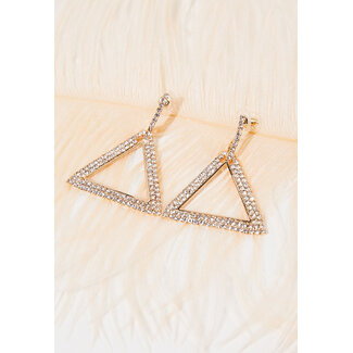Gold-Dreieck Edelstahl Strass-Ohrringe