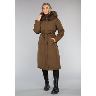 OP=OP.35.S Lange braune Parka-Jacke