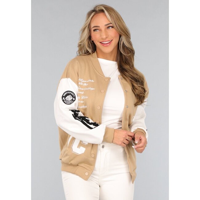 Camel Baseballweste mit Aufnähern