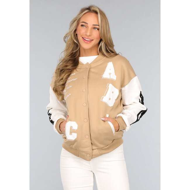 Camel Baseballweste mit Aufnähern