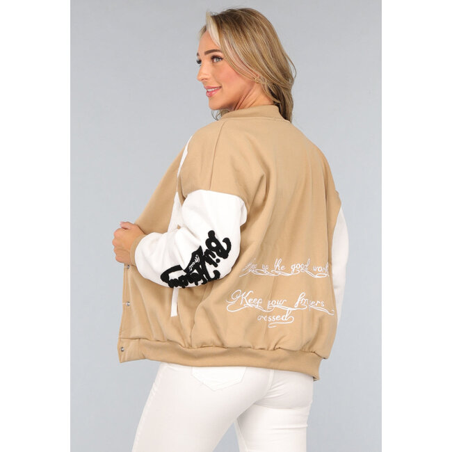 Camel Baseballweste mit Aufnähern