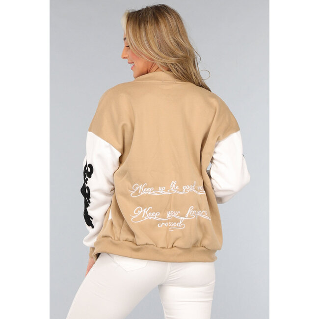 Camel Baseballweste mit Aufnähern