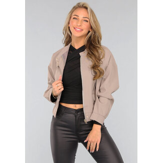 Taupefarbene Cargo-Jacke mit Druckknöpfen