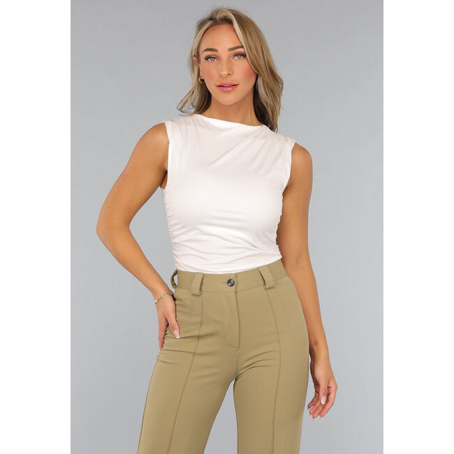 Weißes plissiertes Basic-Top