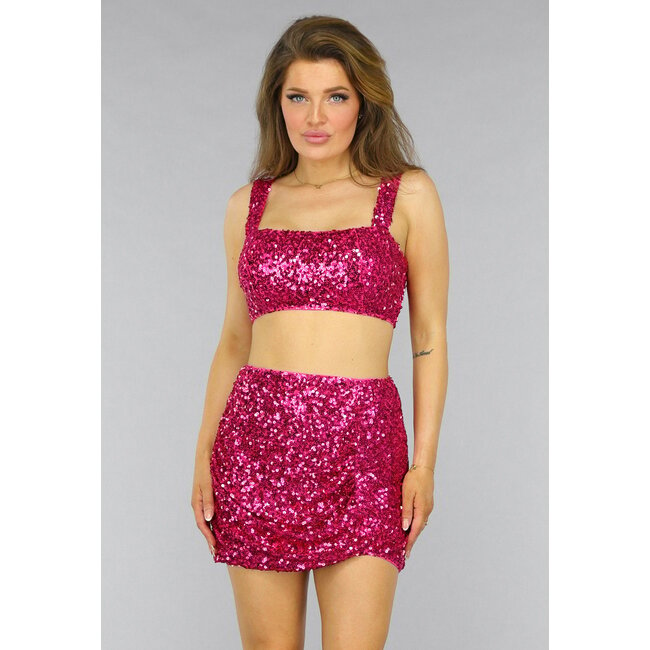 Passendes Fuchsia-Glitzer-Set