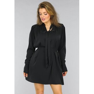 Schwarzes langärmeliges Kleid mit Schleifendetail