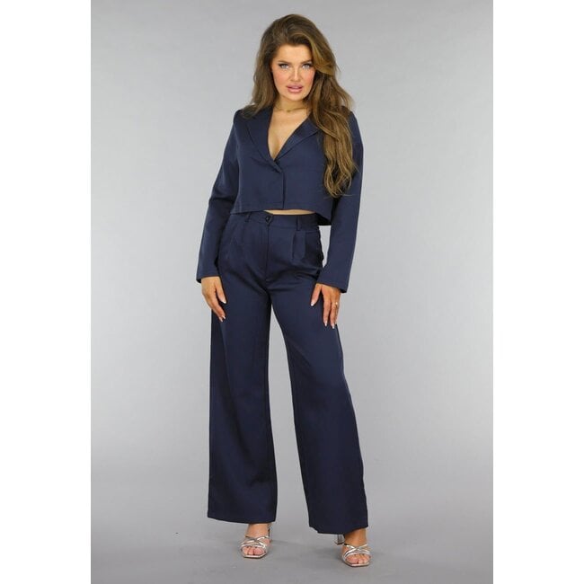 Dunkelblaues Cropped Blazer Set