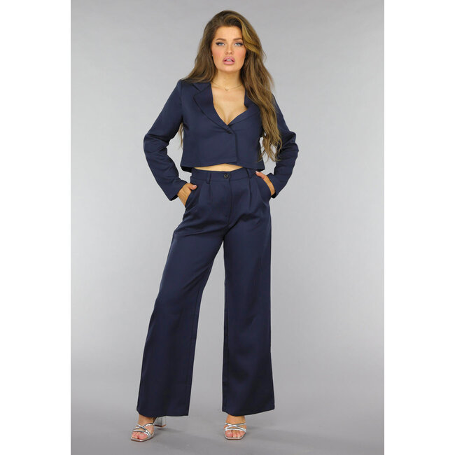 Dunkelblaues Cropped Blazer Set