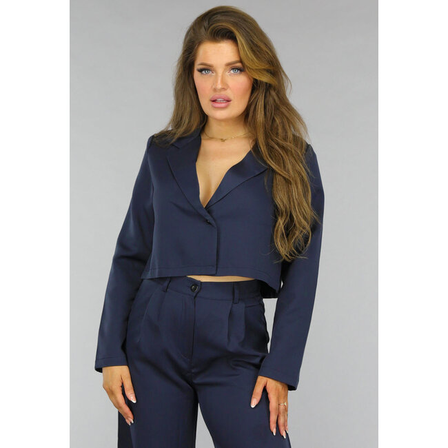 Dunkelblaues Cropped Blazer Set