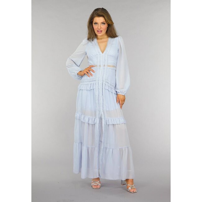 Hellblaues Bohemian Maxikleid