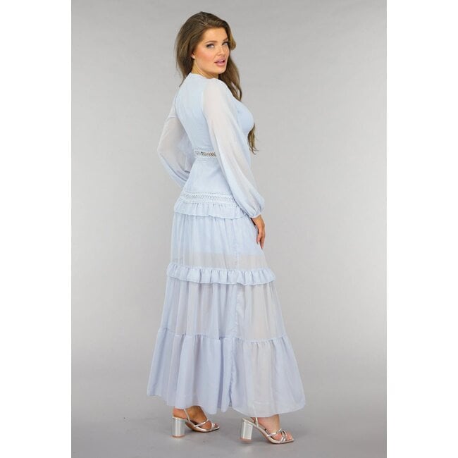 Hellblaues Bohemian Maxikleid