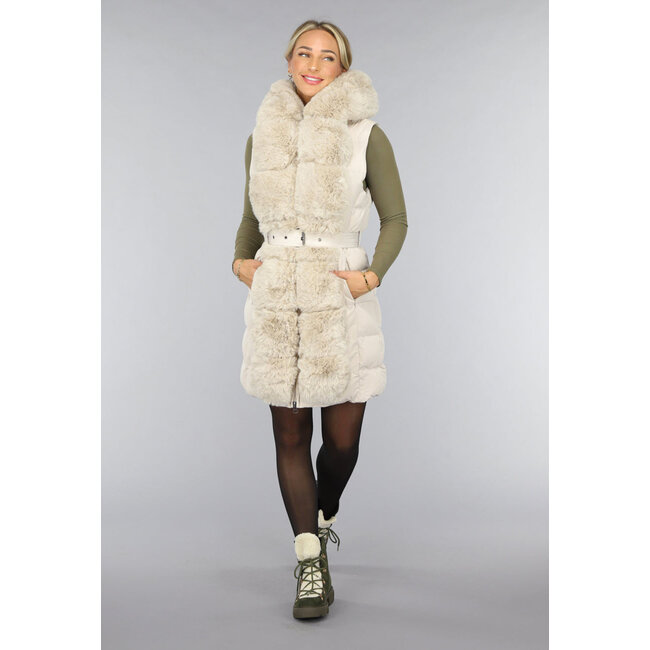 Lange Pulswärmer mit Kapuze in Beige