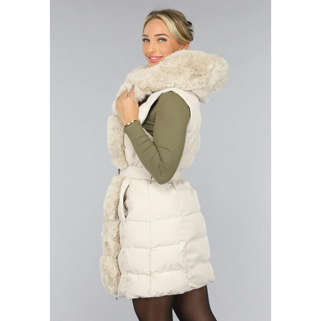 Lange Pulswärmer mit Kapuze in Beige