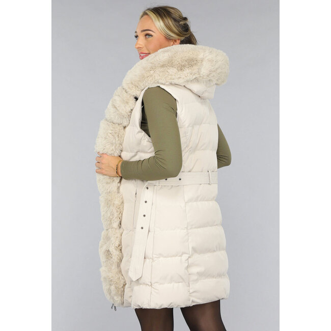 Lange Pulswärmer mit Kapuze in Beige