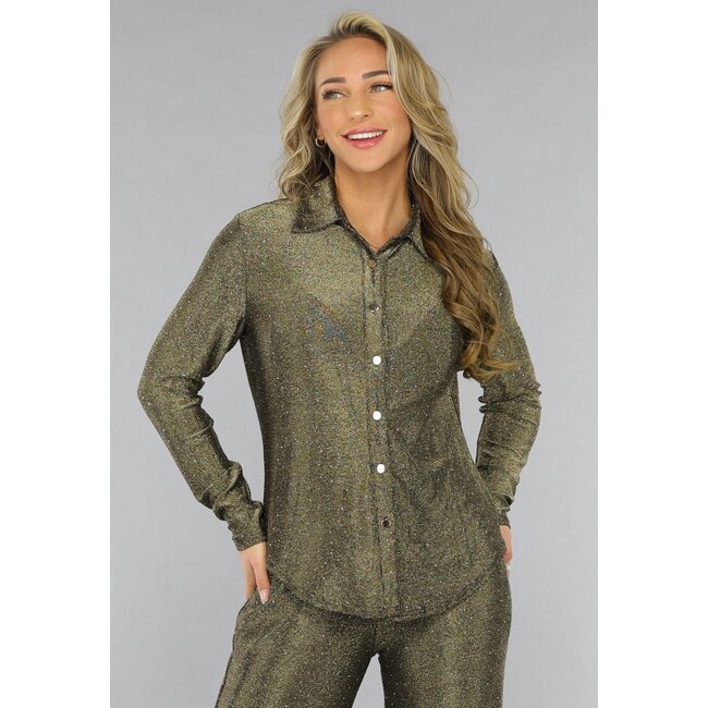 Goldene Bluse mit Glitzersteinen