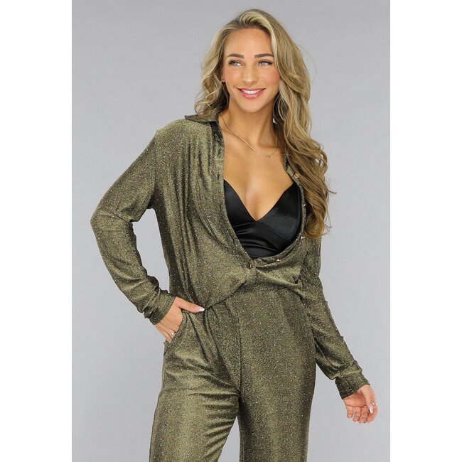 Goldene Bluse mit Glitzersteinen