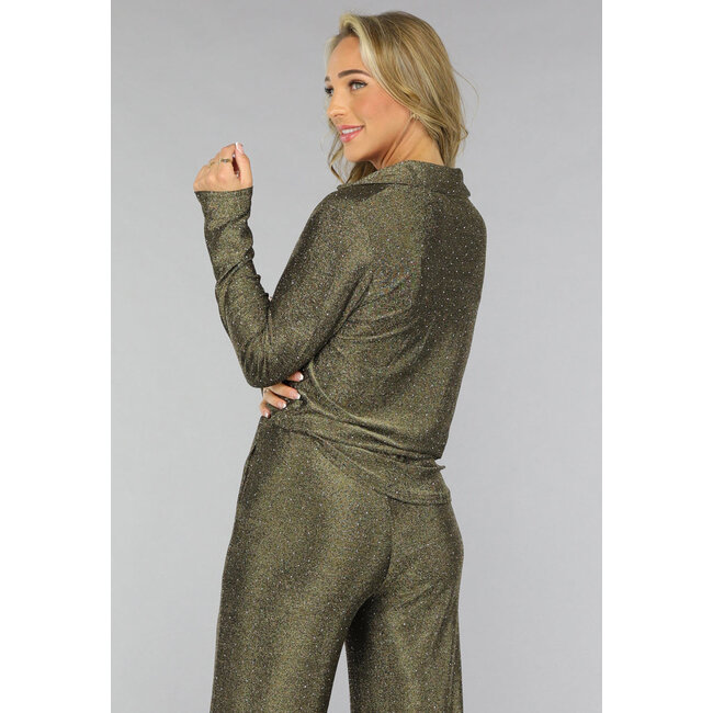 Goldene Bluse mit Glitzersteinen