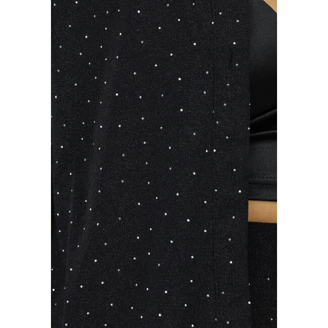 Schwarze langärmelige Glitzerbluse