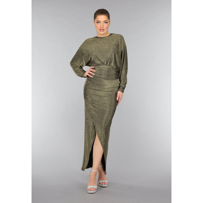 Goldfarbenes Maxikleid mit Strasssteinen