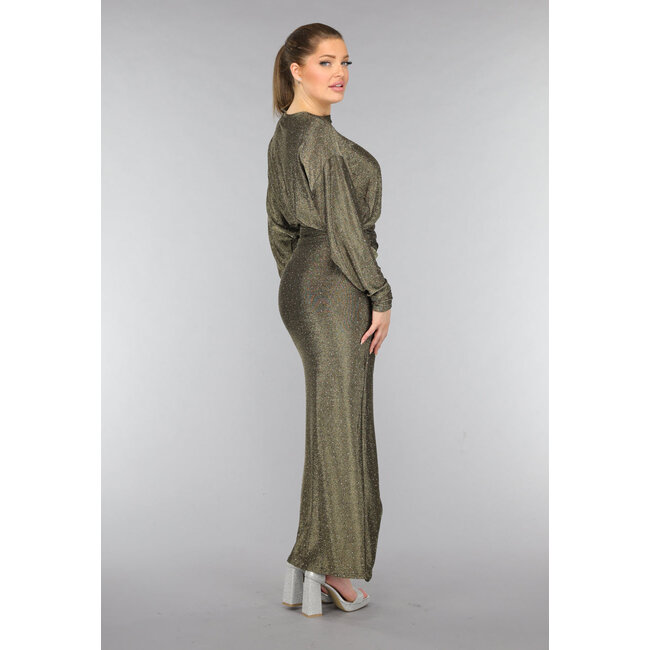 Goldfarbenes Maxikleid mit Strasssteinen