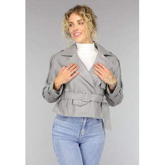 Bikerjacke in Lederoptik in Grau