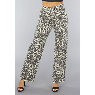Gerade Jeans mit hoher Taille und Panther-Print