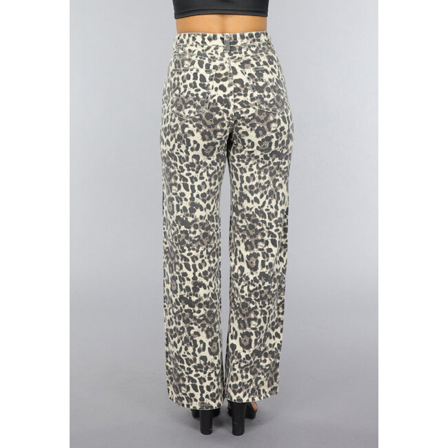 Gerade Jeans mit hoher Taille und Panther-Print