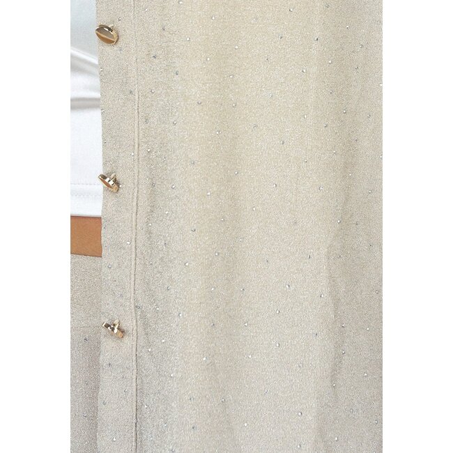 Beige Glitzerbluse mit langen Ärmeln