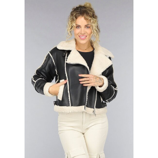 Schwarze Lammy Biker Jacke