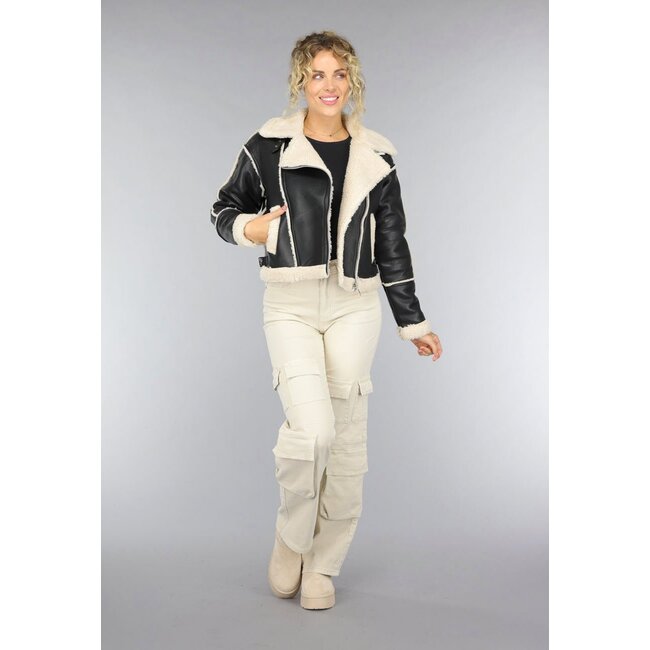 Schwarze Lammy Biker Jacke