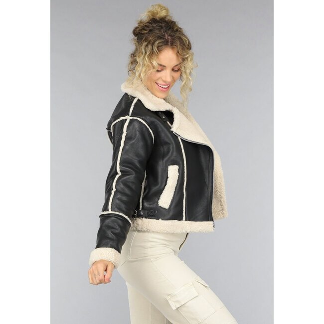Schwarze Lammy Biker Jacke