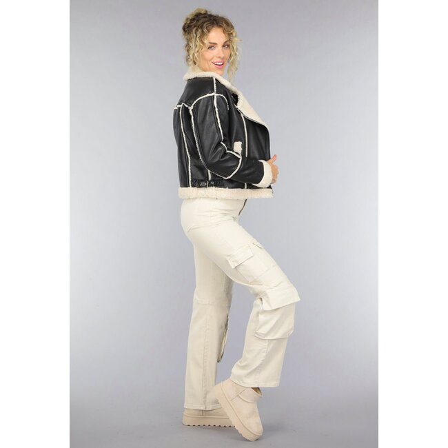 Schwarze Lammy Biker Jacke