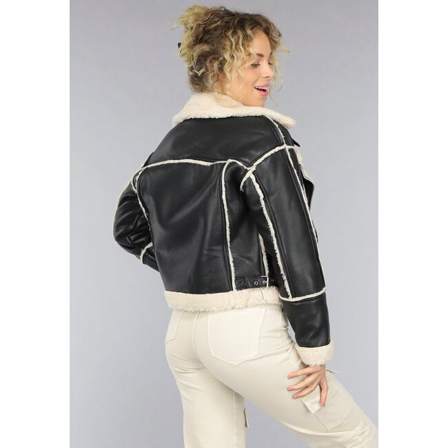 Schwarze Lammy Biker Jacke