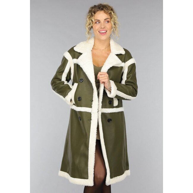 Dunkelgrüner Lammy Trenchcoat
