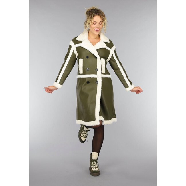 Dunkelgrüner Lammy Trenchcoat
